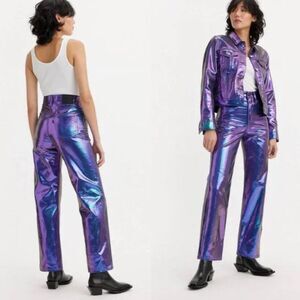 Levi's Premium Women's Jeans Candy Coated Ribcage Straight Ankle Purple size 28